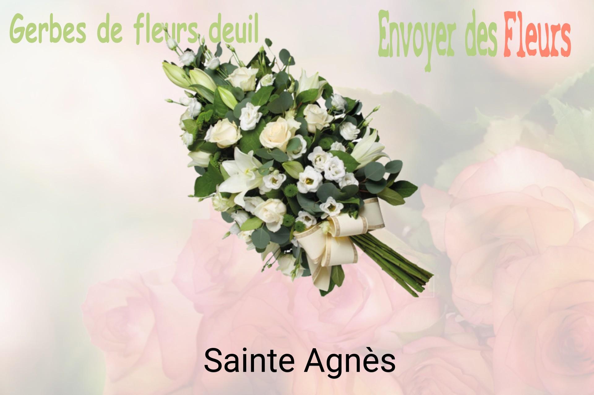 Gerbe de fleurs de deuil livrée à Sainte-Agnès